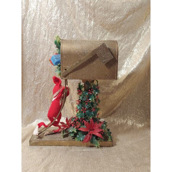Vintage MCM Pixie Elf Knee Hugger Christmas Mailbox Centerpiece Holiday Decor - Picture 10 of 16